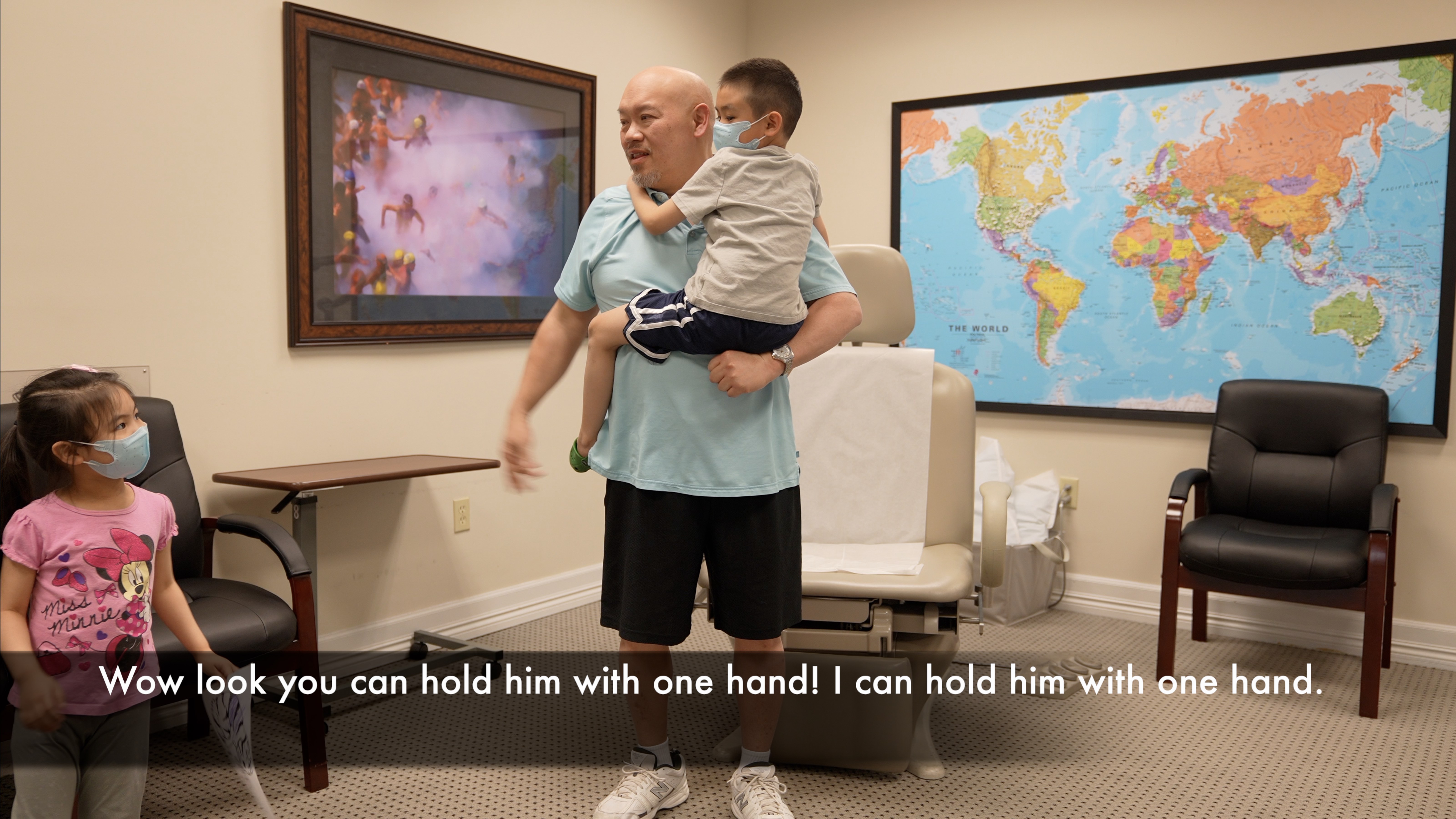 Wow look you can hold him with one hand! After treatment by Edward Tobinick, M.D.